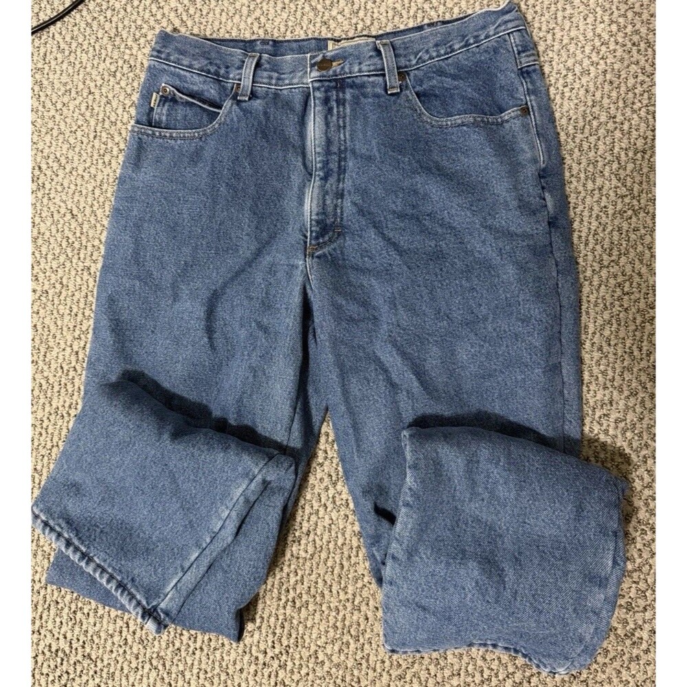 LL Bean Jeans Mens 34X33 (34X34 Tag) Blue Classic Fit Fleece Lined Denim Pants
